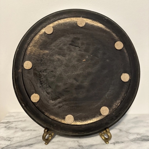 Rustic Wooden Round Tray 15” D aged solid wood - Picture 4 of 7
